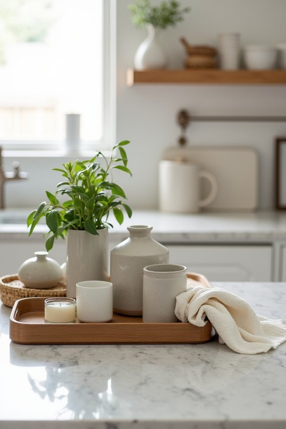 3 Ways to Style Your Kitchen Counters 1 decorative trays organize cluttered counters