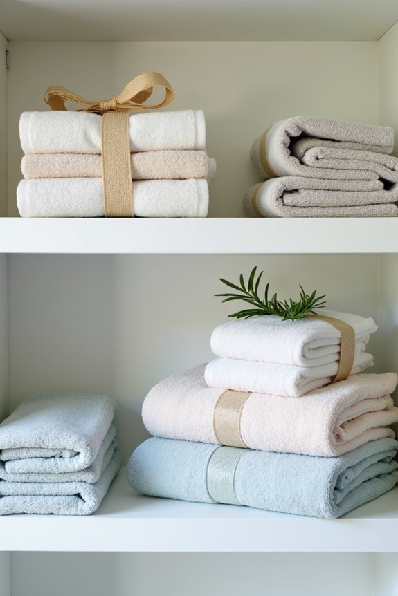 folded towels stacked with rhythm