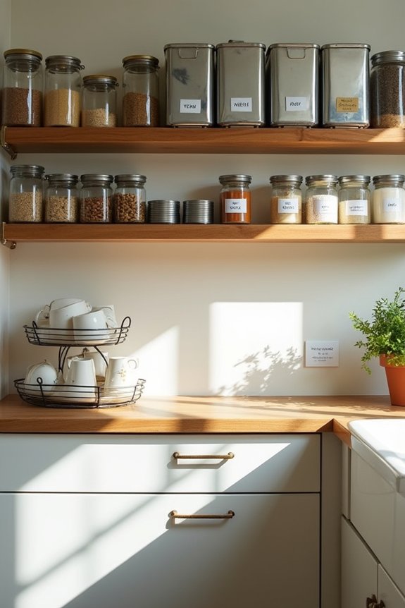 10 Ways to Decorate My Kitchen on Any Budget 5 labeled bins organize chaos efficiently