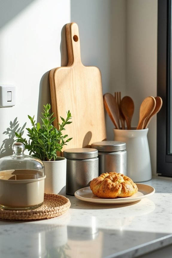 3 Ways to Style Your Kitchen Counters 2 layered kitchen counter display textures
