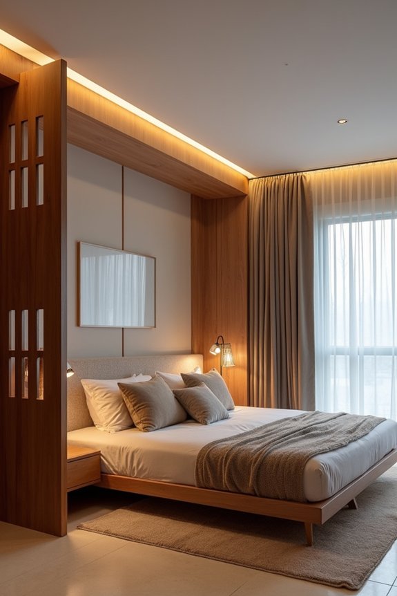 How Can a Living Room Be Used as a Bedroom? 5 layered lighting and light dividers