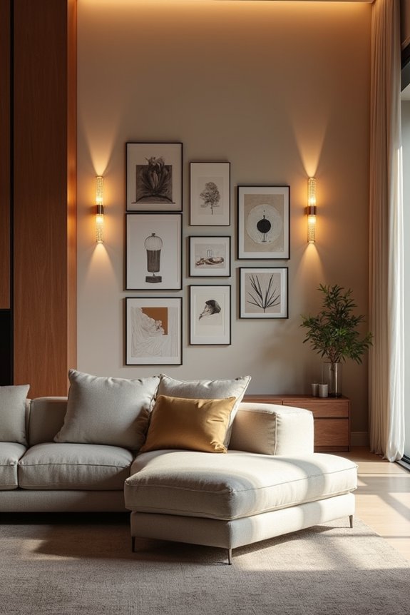 10 Ways to Decorate a Large Living Room Wall 9 layered lighting for wall displays