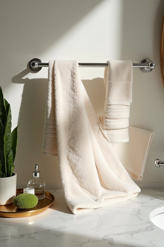 spa style vanity tray neat towels matching bottles