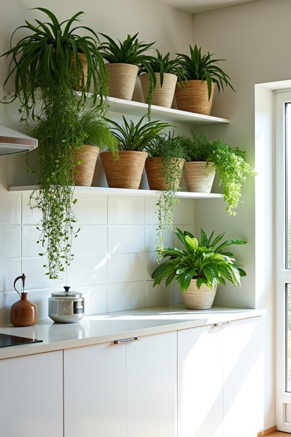 10 Ways to Decorate the Space Above Your Kitchen Cabinets 2 tough heat safe low maintenance plants