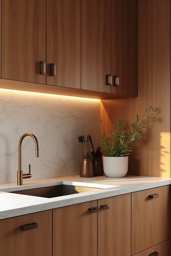 Kitchen Desks Aren't Going Anywhere in 2026: 10 Reasons Why They're Not Outdated 6 warm woods textured finishes workspace